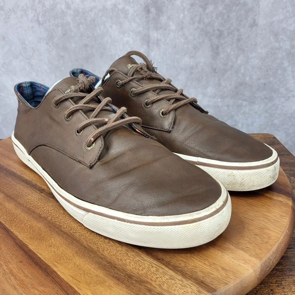 Tommy Bahama Sneakers Mens 12‎ D Brown Faux Leather Oxfords Comfort Shoes